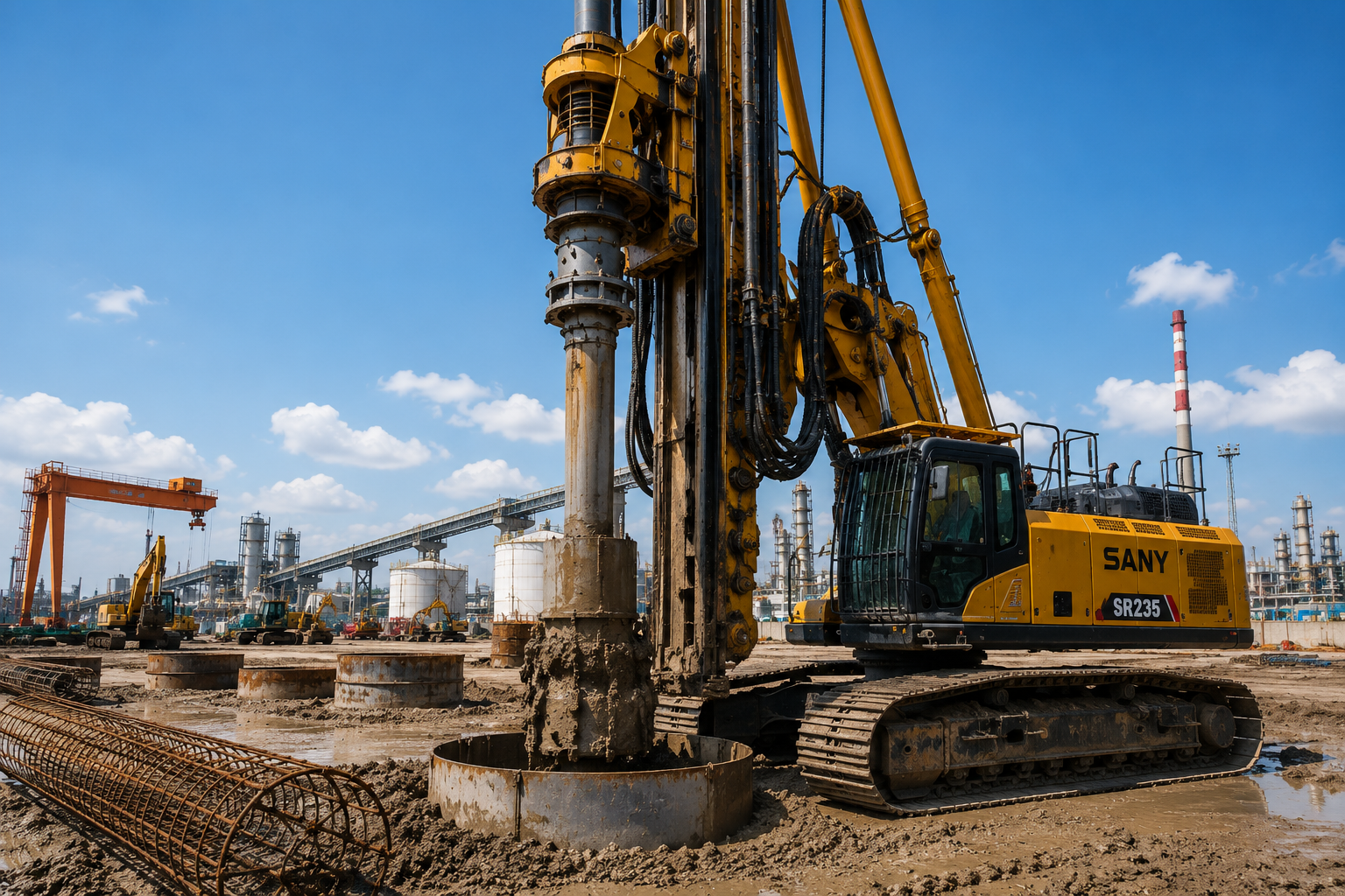 SANY SR235 heavy piling rig on an active job site